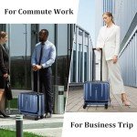 Kaleenie 16" Carry On Briefcase Luggage with 2 Laptop Compartments, Lightweight Hardshell Suitcase with Spinner Silent Wheels, for Commute Work Business Trip, Dark Blue