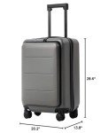 COOLIFE Luggage Suitcase Piece Carry On ABS+PC Spinner Trolley with pocket Compartmnet(Titanium gray, 20in(carry on))