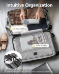 LUGGEX Carry On Luggage with Compartment and Cup Holder, Expandable PC Hard Shell Suitcase with Front Pocket (Gunmetal, Carry-On 20-Inch)