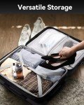 LUGGEX Carry On Luggage 22x14x9 Airline Approved, Polycarbonate Hard Suitcase with Front Pocket (Charcoal Metallic, 20 Inch, 35L)