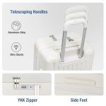 KYME Hardside Carry On Luggage with Laptop Compartment (White, Carry-On 20 Inch)
