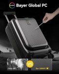 LUGGEX Carry on Luggage 22x14x9 Airline Approved, PC Hard Shell Suitcase with Front Pocket, Expandable Luggage with USB Port (Black, 20 Inch, 36.7L)