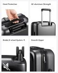 LUGGEX Carry on Luggage 22x14x9 Airline Approved, PC Hard Shell Suitcase with Front Pocket, Expandable Luggage with USB Port (Black, 20 Inch, 36.7L)