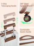 FIGESTIN Carry on Luggage 22x14x9 Airline Approved, 20 Inch Carry on Luggage with Front Compartment, Travel Carry on Suitcase Lightweight with Wheels Beige with Brown (TSA Approved)