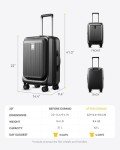 LUGGEX Carry on Luggage 22x14x9 Airline Approved, PC Hard Shell Suitcase with Front Pocket, Expandable Luggage with USB Port (Black, 20 Inch, 36.7L)