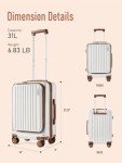 FIGESTIN Carry on Luggage 22x14x9 Airline Approved, 20 Inch Carry on Luggage with Front Compartment, Travel Carry on Suitcase Lightweight with Wheels Beige with Brown (TSA Approved)