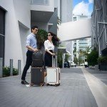 FIGESTIN Carry on Luggage 22x14x9 Airline Approved, 20 Inch Carry on Luggage with Front Compartment, Travel Carry on Suitcase Lightweight with Wheels Beige with Brown (TSA Approved)