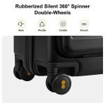 LEVEL8 Carry On Luggage with Compartment, 20 Inch Lightweight Hard Shell Rolling Suitcase with Wheels Airline Approved with Front Pocket, Double Tsa Locks, Black