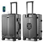 UrbanExporer Carry On Luggage 22x14x9 Airline Approved, Zipperless Luggage Carry On with Compartment 20" Hard Shell Suitcases, ABS+Aluminum Carry On Suitcases with Spinner Wheels, TSA Lock 37L, 1 Pack