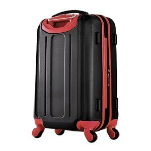 Olympia USA Apache II 21 Inch Expandable Rolling Carry On Lightweight Hardside Double 4 Wheel Spinner Luggage Suitcase with Locking System and Hidden Laptop Compartment, Black/Red