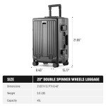 UrbanExporer Carry On Luggage 22x14x9 Airline Approved, Zipperless Luggage Carry On with Compartment 20" Hard Shell Suitcases, ABS+Aluminum Carry On Suitcases with Spinner Wheels, TSA Lock 37L, 1 Pack