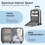 CENSIEN Carry On Luggage 22×14×9 Airline Approved, 20 Inch Lightweight ABS+PC Hard Shell Suitcases with Front Pocket, Spinner Wheels, TSA Lock (White, 1PC)