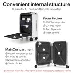 Hanke 20 Inch Carry On Luggage Airline Approved Hard Shell Suitcases with Wheels & Front Pocket Travel Luggage Lightweight Carry On Suitcase for Travel Rolling Luggage(Grayish white)