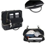 CAMTOP Women Ladies Travel Weekender Bag Overnight Duffel Carry-on Tote Bag with Luggage Sleeve fit 15.6 Inch Laptop Computer (Black with Shoe Compartment)