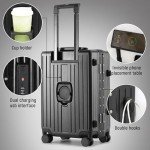 UrbanExporer Carry On Luggage 22x14x9 Airline Approved, Zipperless Luggage Carry On with Compartment 20" Hard Shell Suitcases, ABS+Aluminum Carry On Suitcases with Spinner Wheels, TSA Lock 37L, 1 Pack