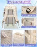 42L Travel Laptop Backpack, Expandable Carry-on Luggage, Anti-Theft Business Weekender Bag with USB Port, 3 Packing Cubes & Shoe Bag (Beige)