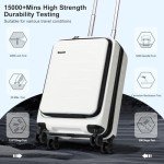 CENSIEN Carry On Luggage 22×14×9 Airline Approved, 20 Inch Lightweight ABS+PC Hard Shell Suitcases with Front Pocket, Spinner Wheels, TSA Lock (White, 1PC)