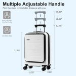 CENSIEN Carry On Luggage 22×14×9 Airline Approved, 20 Inch Lightweight ABS+PC Hard Shell Suitcases with Front Pocket, Spinner Wheels, TSA Lock (White, 1PC)