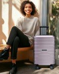 BAGSMART Carry On Luggage 22x14x9 Airline Approved with TSA Lock,20 Inch Lightweight Luggage with Spinner Wheels,100% PC Hard Shell Carry On Suitcases for Men Women,Rose Purple