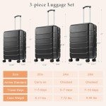 Sweetcrispy Carry on Luggage Hard Shell Lightweight Expandable Rolling Suitcase with Spinner Wheels TSA Lock, Classic Black, 20 inch