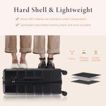 Sweetcrispy Carry on Luggage Hard Shell Lightweight Expandable Rolling Suitcase with Spinner Wheels TSA Lock, Classic Black, 20 inch