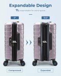 BAGSMART Carry On Luggage 22x14x9 Airline Approved with TSA Lock,20 Inch Lightweight Luggage with Spinner Wheels,100% PC Hard Shell Carry On Suitcases for Men Women,Rose Purple