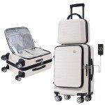 Merax 20 Inch Carry On Luggage with Wheels Top Opening Hard Shell Suitcase TSA Luggage Suitcases for Travel Woman Men(White)