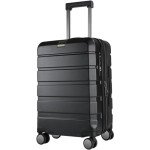 KROSER Hardside Expandable Carry On Luggage with Spinner Wheels & Built-in TSA Lock, Durable Suitcase Rolling Luggage with USB Port, Carry-On 20-Inch, Black