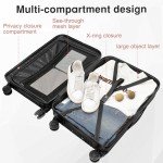 VentureVault Carry On Luggage 22x14x9 Airline Approved, 20 Inch Hard Shell Carry On Luggage, Suitcase Carry-on Small Siutcase with Wheels (Black, 1PC)
