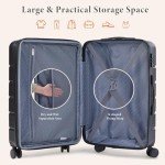 Sweetcrispy Carry on Luggage Hard Shell Lightweight Expandable Rolling Suitcase with Spinner Wheels TSA Lock, Classic Black, 20 inch