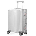 VentureVault All Aluminum Carry On Luggage 22x14x9 Airline Approved，Hard Shell Carry On Luggage, Zipperless Luggage Aluminum Suitcase Luggage (sliver, 20inch)