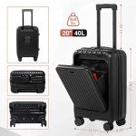 VentureVault Carry On Luggage 22x14x9 Airline Approved, 20 Inch Hard Shell Carry On Luggage, Suitcase Carry-on Small Siutcase with Wheels (Black, 1PC)