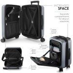TRAVELARIM 22 Inch Carry On Luggage 22x14x9 Airline Approved, Carry On Suitcase with Wheels, Hard-shell Carry-on Luggage, Grey Small Suitcase, Hardside Luggage Carry On with Cosmetic Carry On Bag