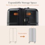 Sweetcrispy Carry on Luggage Hard Shell Lightweight Expandable Rolling Suitcase with Spinner Wheels TSA Lock, Classic Black, 20 inch