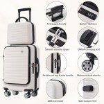 Merax 20 Inch Carry On Luggage with Wheels Top Opening Hard Shell Suitcase TSA Luggage Suitcases for Travel Woman Men(White)