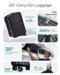 BAGSMART Carry On Luggage 22x14x9 Airline Approved With TSA Lock, 1OO% Polycarbonate Hardside Luggage with Spinner Wheels, Durable Hard Shell Carry On Suitcase 20 inch Black