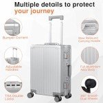 VentureVault All Aluminum Carry On Luggage 22x14x9 Airline Approved，Hard Shell Carry On Luggage, Zipperless Luggage Aluminum Suitcase Luggage (sliver, 20inch)