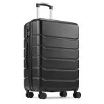 20 Inch Carry-On Luggage, Hard Shell Rolling Suitcase with TSA Lock, Expandable Lightweight Luggage with Spinner Wheels, Black