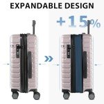 EMPSIGN Carry On Luggage with Spinner Wheels, Hard Shell Carry-On Suitcase 21x14x9 Airline Approved & Built-in TSA Lock, Durable Travel Rolling Suitcase, Carry-On 20-Inch, Light Purple