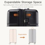 20 Inch Carry-On Luggage, Hard Shell Rolling Suitcase with TSA Lock, Expandable Lightweight Luggage with Spinner Wheels, Black