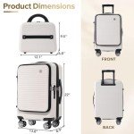 Merax 20 Inch Carry On Luggage with Wheels Top Opening Hard Shell Suitcase TSA Luggage Suitcases for Travel Woman Men(White)