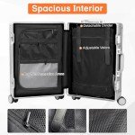 VentureVault All Aluminum Carry On Luggage 22x14x9 Airline Approved，Hard Shell Carry On Luggage, Zipperless Luggage Aluminum Suitcase Luggage (sliver, 20inch)