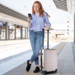 EMPSIGN Carry On Luggage with Spinner Wheels, Hard Shell Carry-On Suitcase 21x14x9 Airline Approved & Built-in TSA Lock, Durable Travel Rolling Suitcase, Carry-On 20-Inch, Light Purple