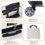 Merax 20 Inch Carry On Luggage with Wheels Top Opening Hard Shell Suitcase TSA Luggage Suitcases for Travel Woman Men(White)