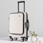 Merax 20 Inch Carry On Luggage with Wheels Top Opening Hard Shell Suitcase TSA Luggage Suitcases for Travel Woman Men(White)