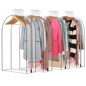 BAMALU 4 Packs 40" Clear Garment Bags for Hanging Clothes, 10" Gusseted for Closet Storage, Clean and Tidy Plastic Covers for Coats, Dresses, Jackets