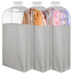 MISSLO 10" Gusseted Garment Bags for Hanging Clothes 40" Clear Suit Bags for Closet Storage Suits Cover Coat Protector, 3 Packs, Grey