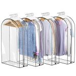Liuoud Clear Garment Bags for Hanging Clothes 10” Gusseted, Suit Bags for Closet Storage, Hanging Plastic Clothes Cover for Coat, Dress, Fur, Shirt, 4 Pack, 40” Long