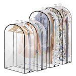 Dntorx 4 Pack Full Clear Garment Bags (40&60"), Clothes Covers with 10" Gusseted, Transparent Bags for Hanging Clothes, Suit Bags, Coat Covers for Closet with Side Zip for Coats, Jackets, Dress