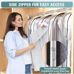 Liuoud Clear Garment Bags for Hanging Clothes 10” Gusseted, Suit Bags for Closet Storage, Hanging Plastic Clothes Cover for Coat, Dress, Fur, Shirt, 4 Pack, 40” Long